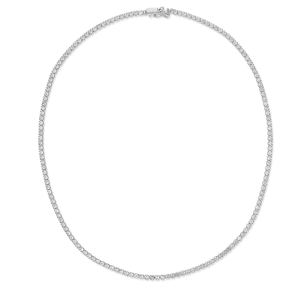 THE PRONG-SET TENNIS NECKLACE- SILVER